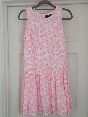 TANTRA Pink Paisley Sleeveless Drop-Waist Dress, Cotton, M